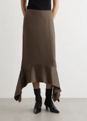 Satin-Sash Crepe Skirt