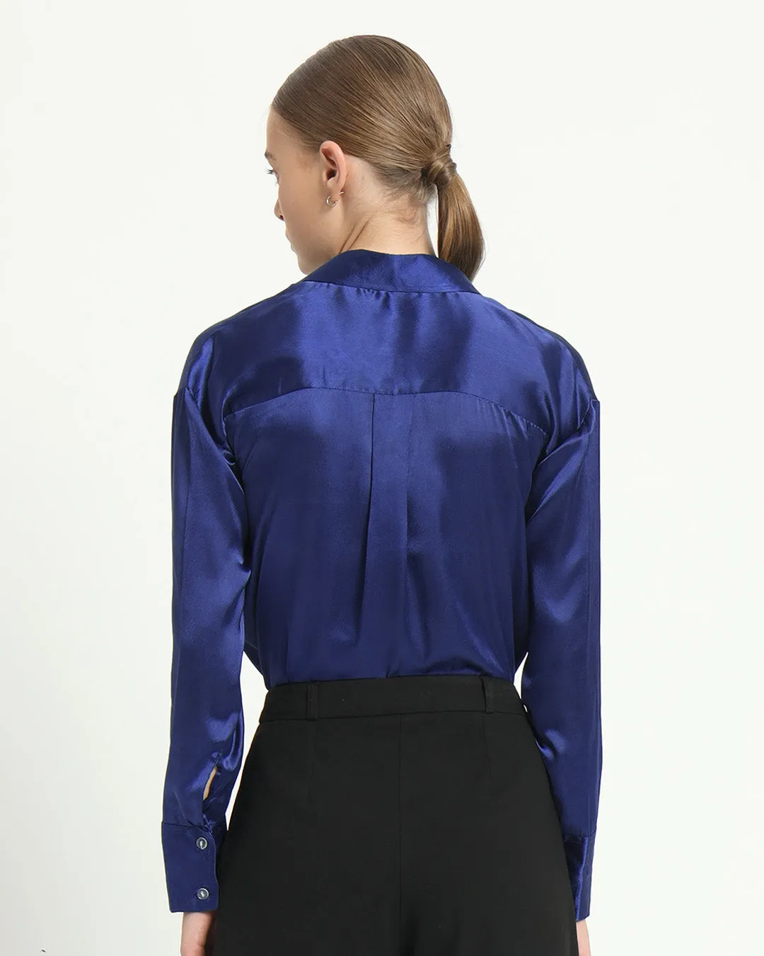 Satin Tailored Collar Lapis Purple Shirt