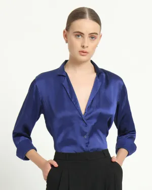 Satin Tailored Collar Lapis Purple Shirt