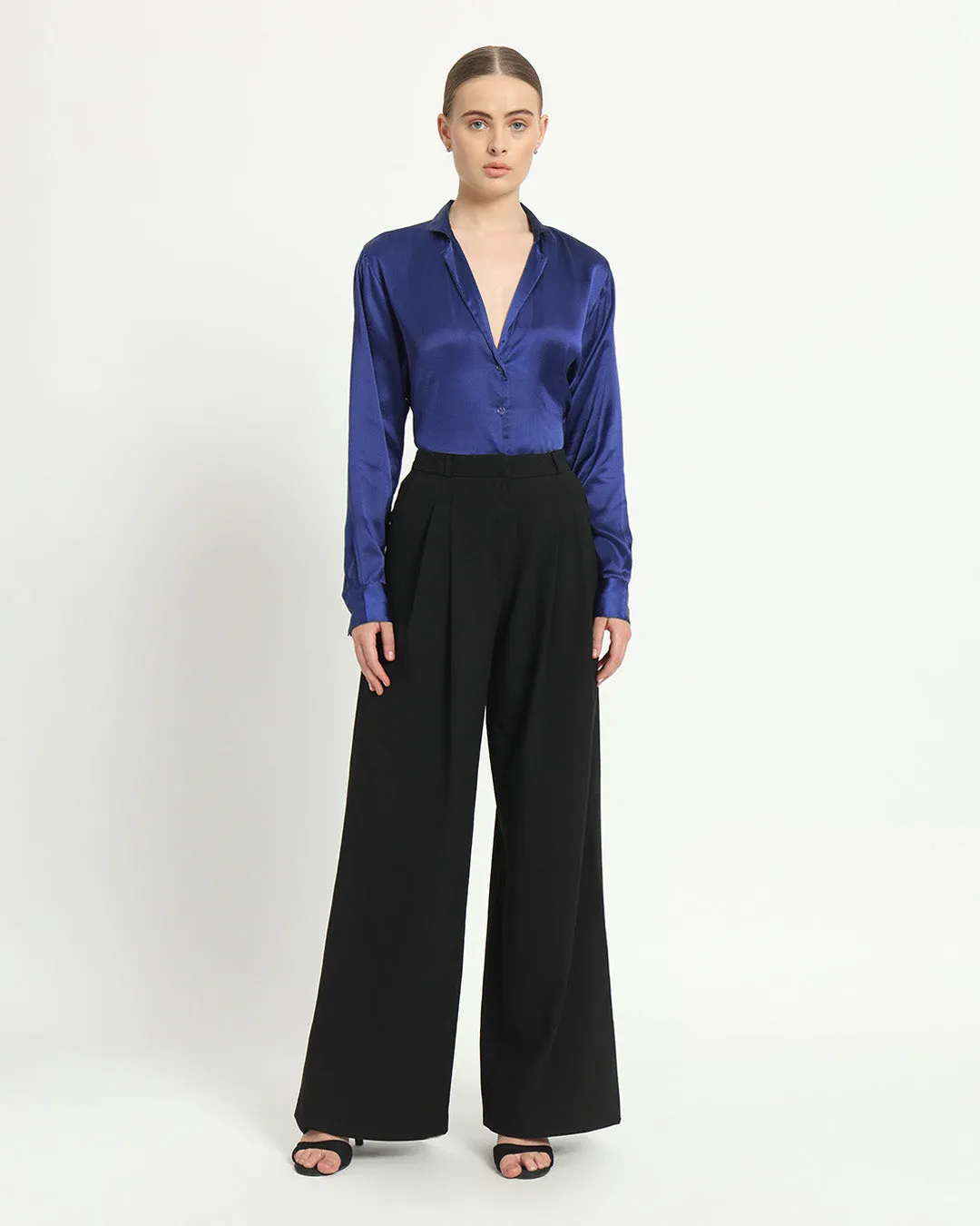 Satin Tailored Collar Lapis Purple Shirt