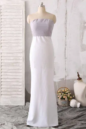 Simple Elegant Sheath Long Strapless Open Back Prom Dress