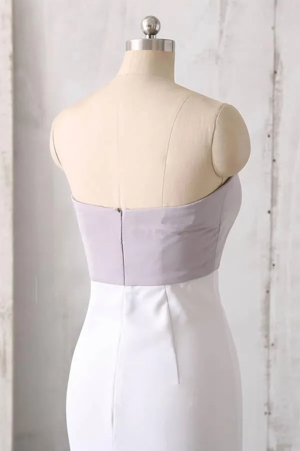 Simple Elegant Sheath Long Strapless Open Back Prom Dress