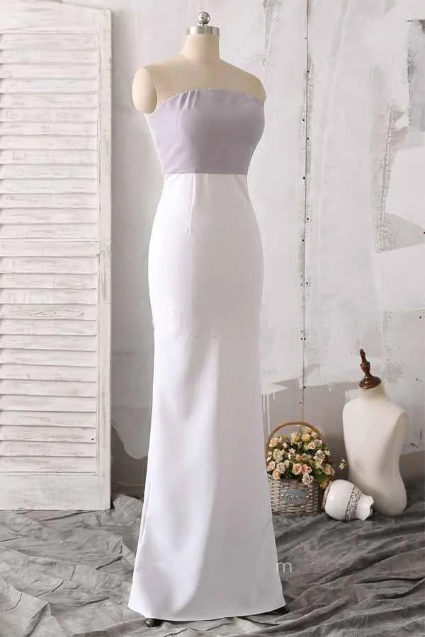 Simple Elegant Sheath Long Strapless Open Back Prom Dress