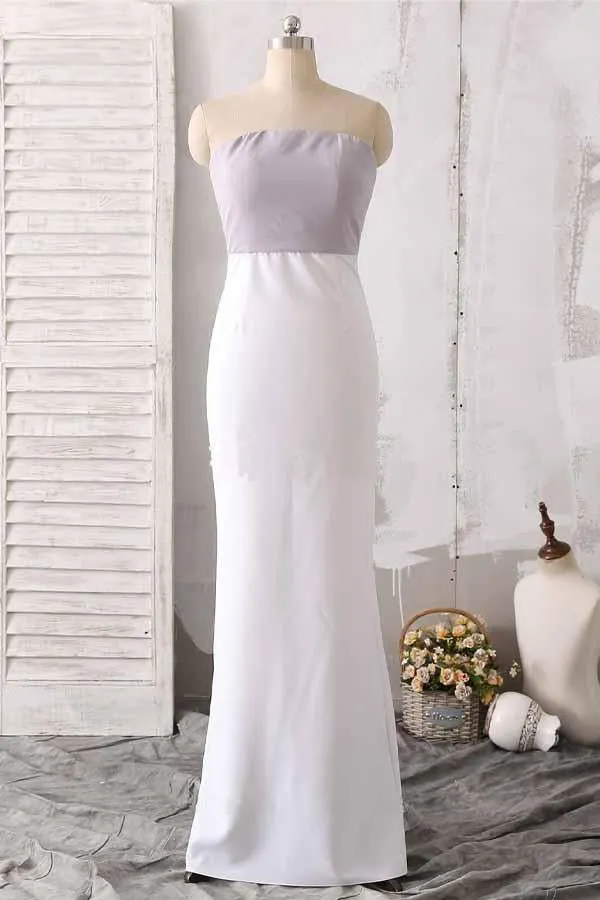 Simple Elegant Sheath Long Strapless Open Back Prom Dress
