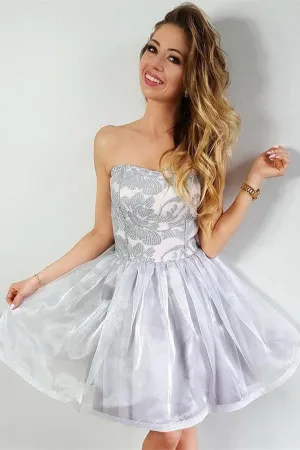Simple Elegant Strapless Short Lace Homecoming Dress Party Dress