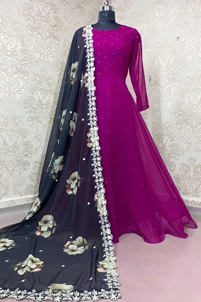 Simple gowns for Indian wedding reception Purple