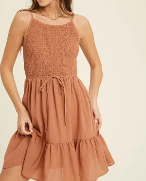 Sleeveless Mini Dress with Smocked Detail