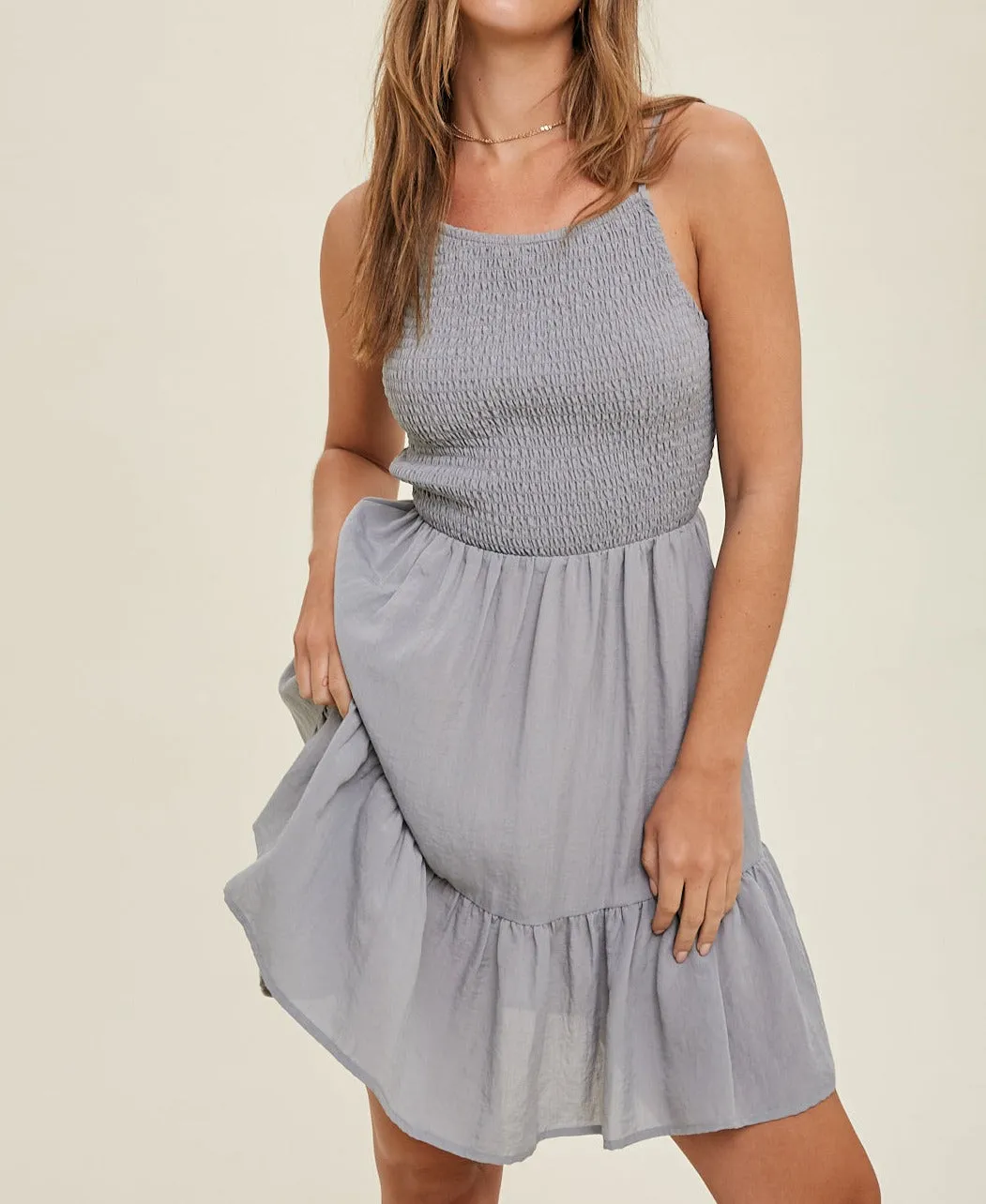 Sleeveless Mini Dress with Smocked Detail