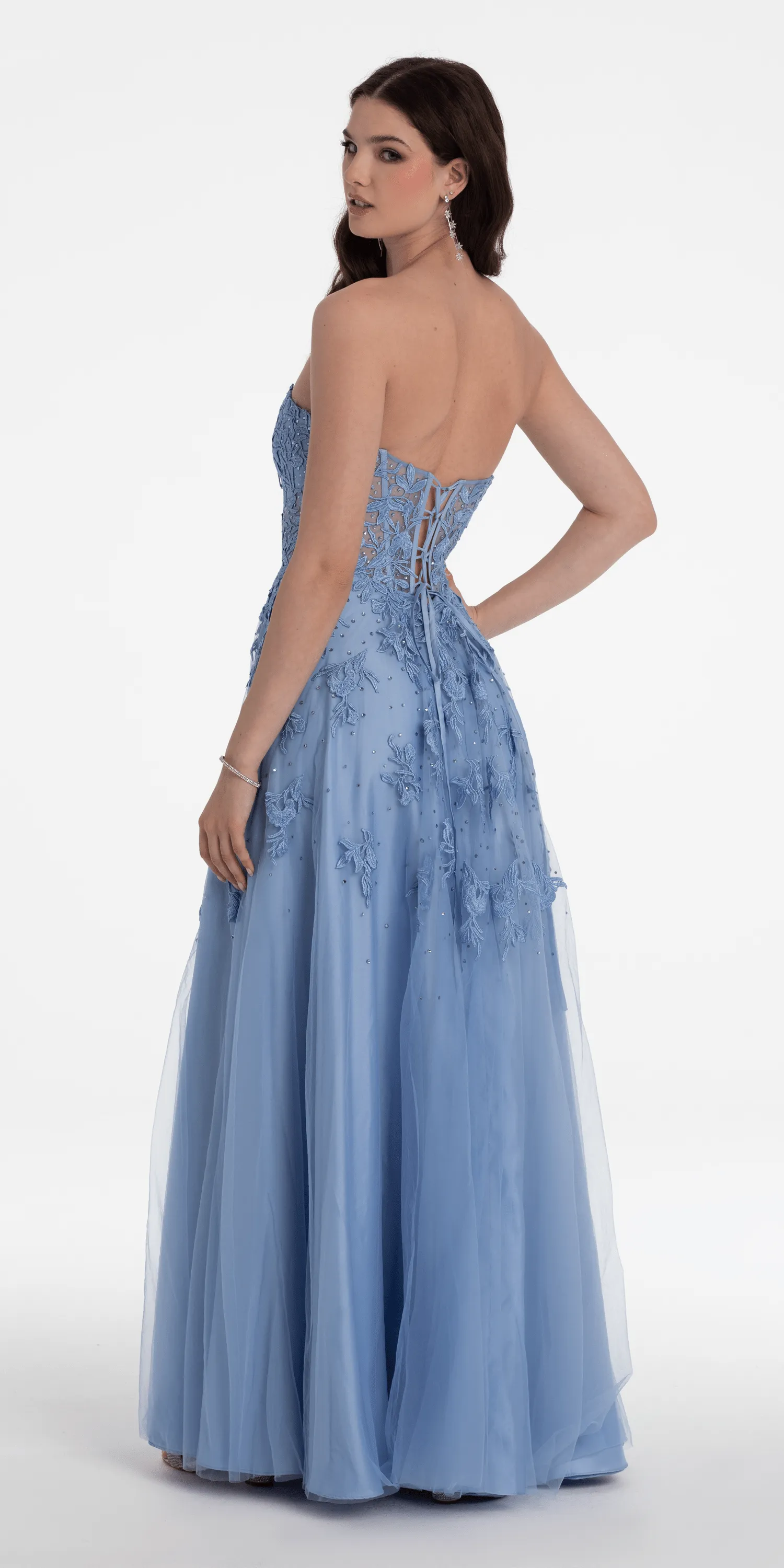Sweetheart Embroidered Mesh Corset Ballgown