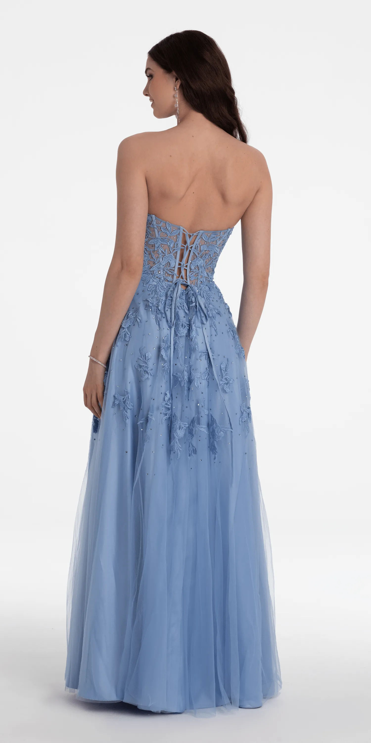 Sweetheart Embroidered Mesh Corset Ballgown