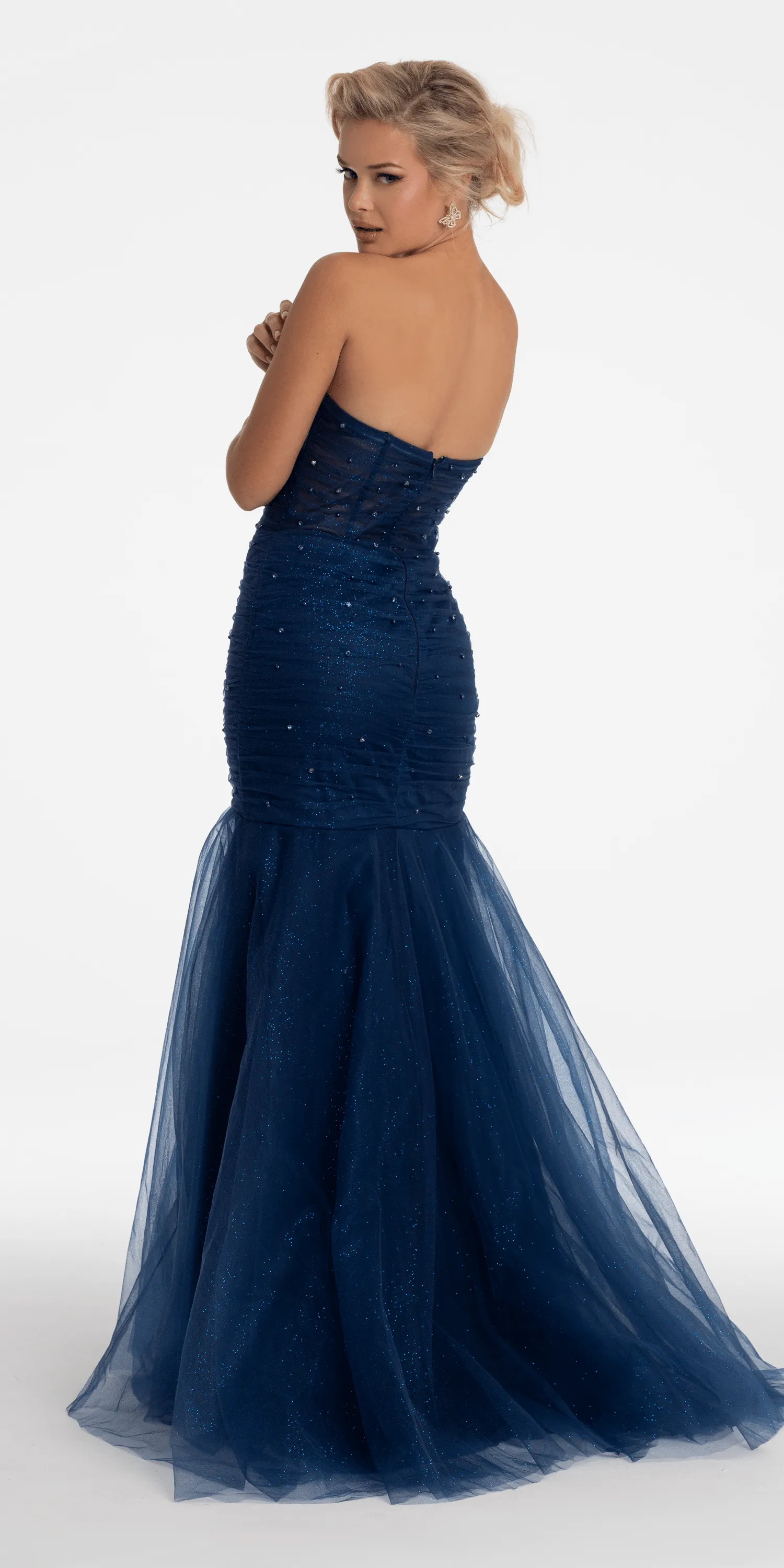 Sweetheart Sequin Glitter Mermaid Dress with Stone Accents