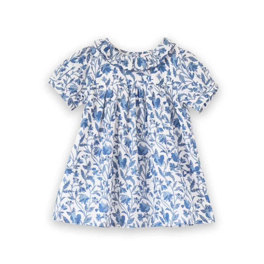 Toddler Emily dress with Lace trim | Vintage Blue