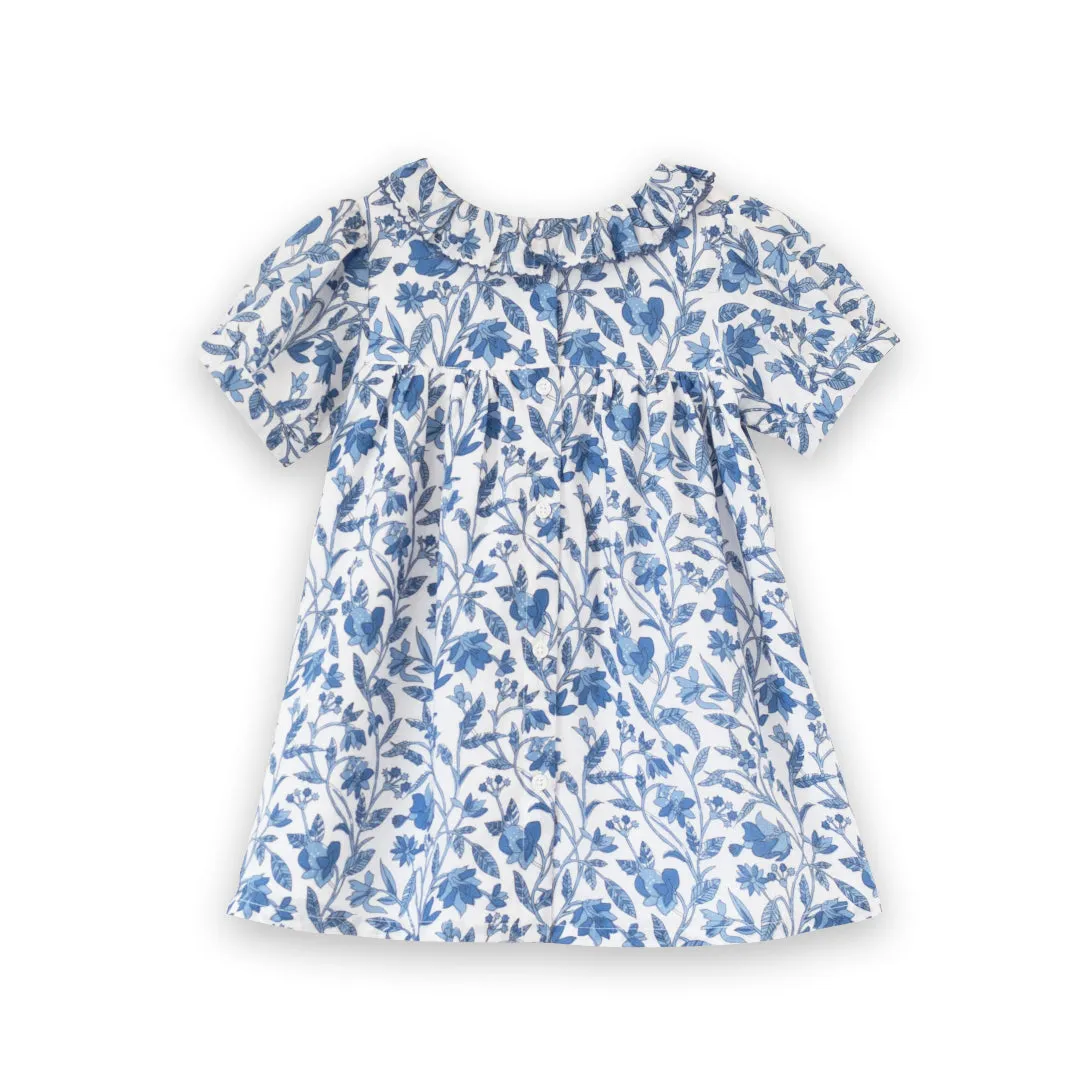 Toddler Emily dress with Lace trim | Vintage Blue
