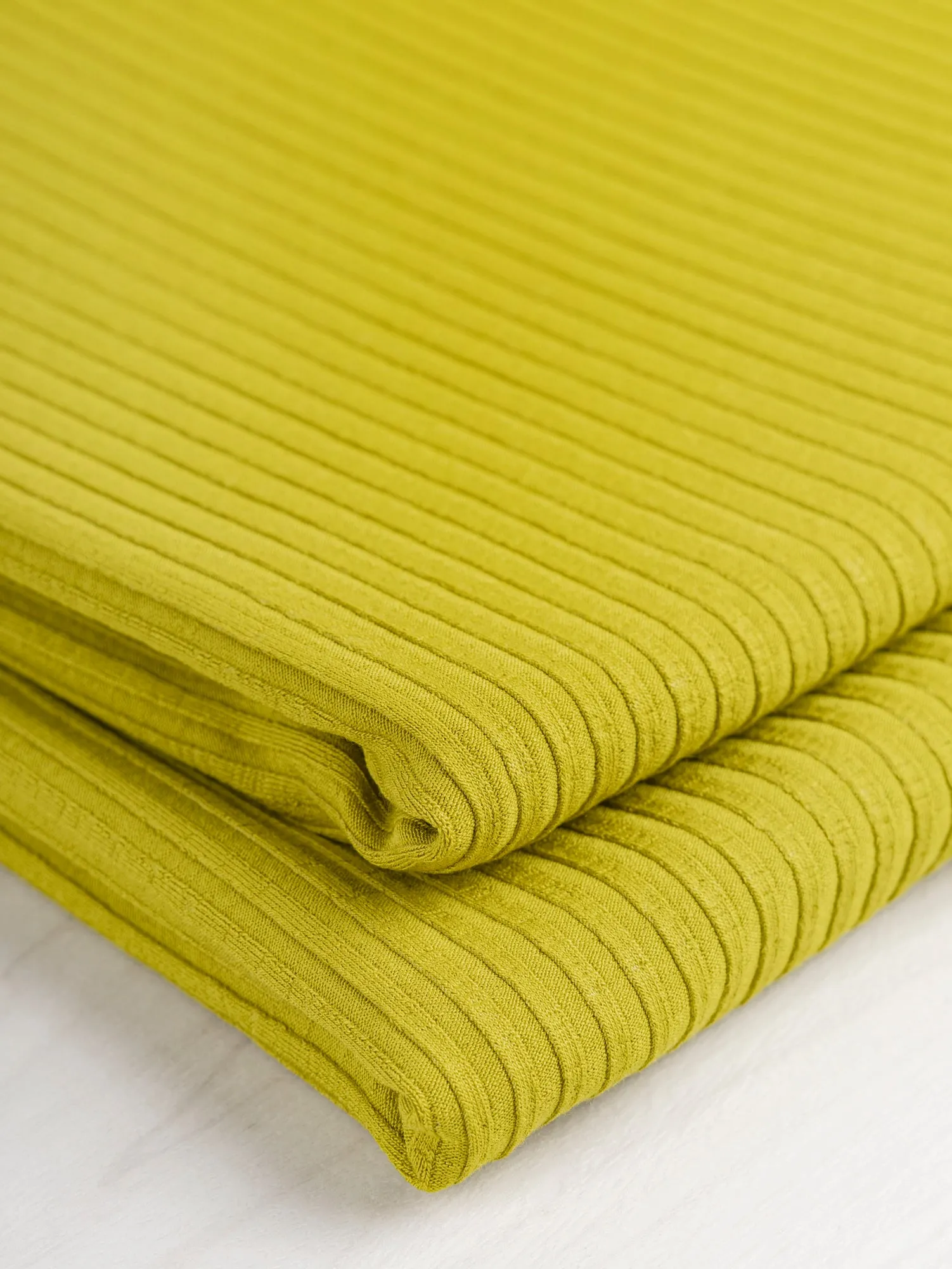 Wide Rib EcoVero Viscose Knit - Chartreuse