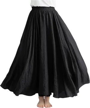 Women Lightweight Boho Maxi Skirts Flowy Beach Long Skirt Elastic Waist Pleated Swing Bohemian Skirts 2025 New