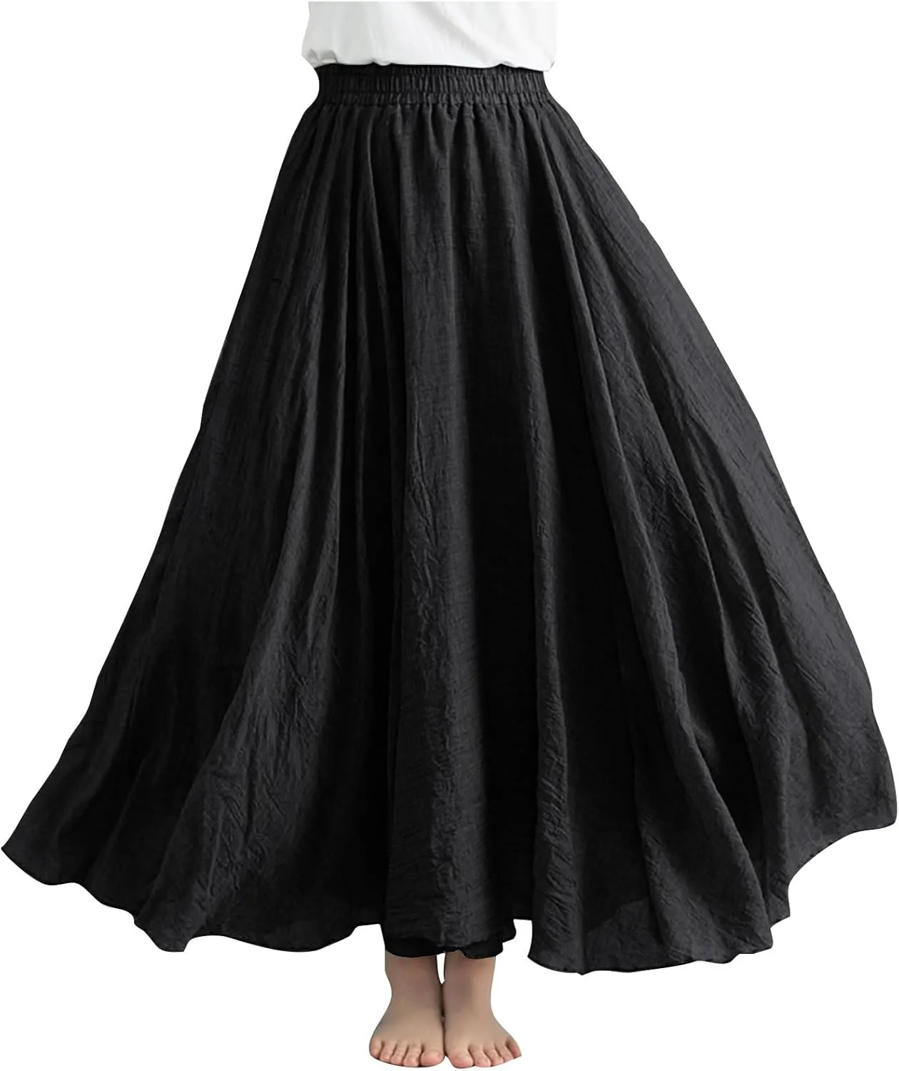 Women Lightweight Boho Maxi Skirts Flowy Beach Long Skirt Elastic Waist Pleated Swing Bohemian Skirts 2025 New