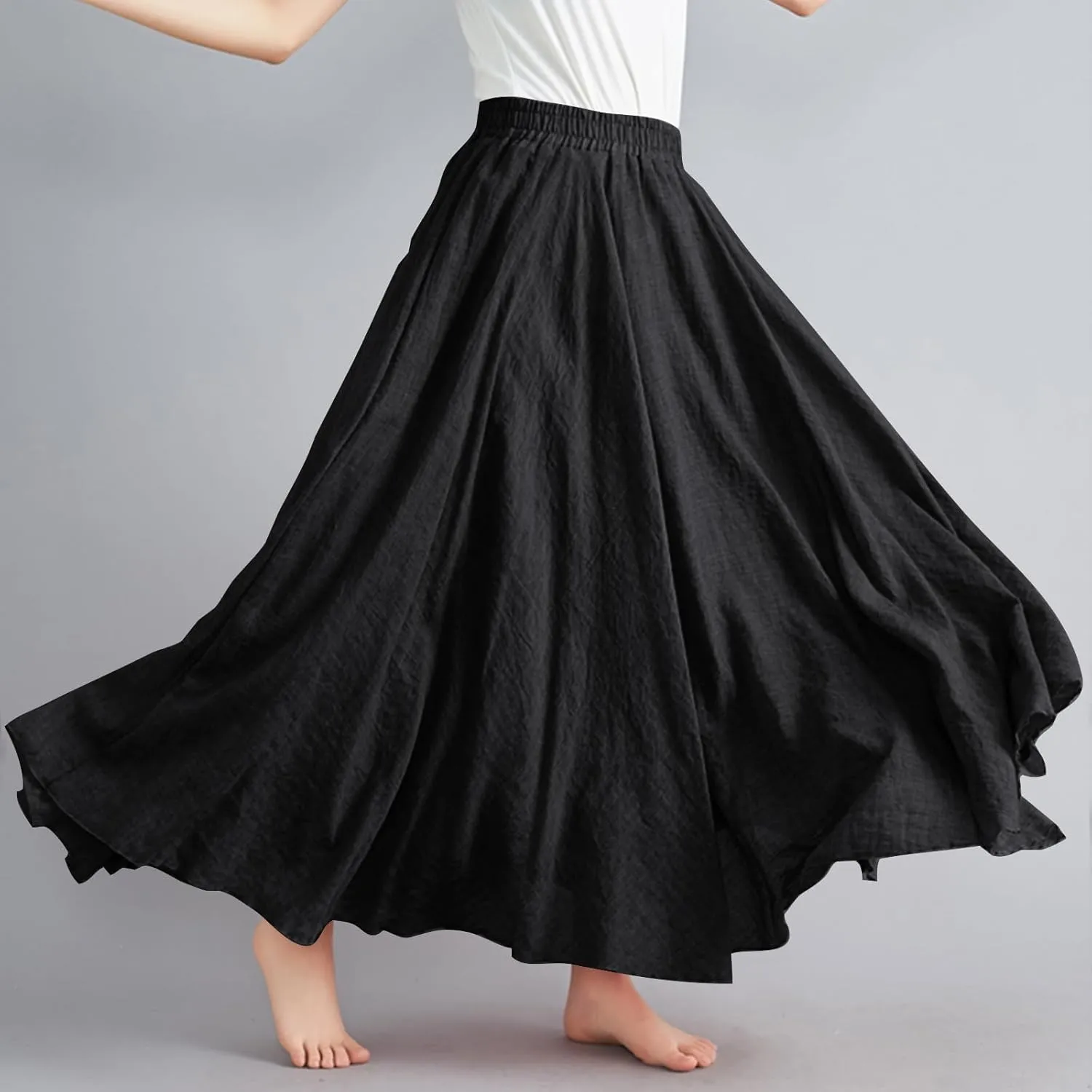 Women Lightweight Boho Maxi Skirts Flowy Beach Long Skirt Elastic Waist Pleated Swing Bohemian Skirts 2025 New