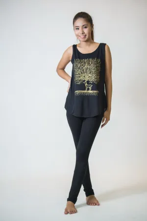 Womens Bambi Tree Tank Top in Black