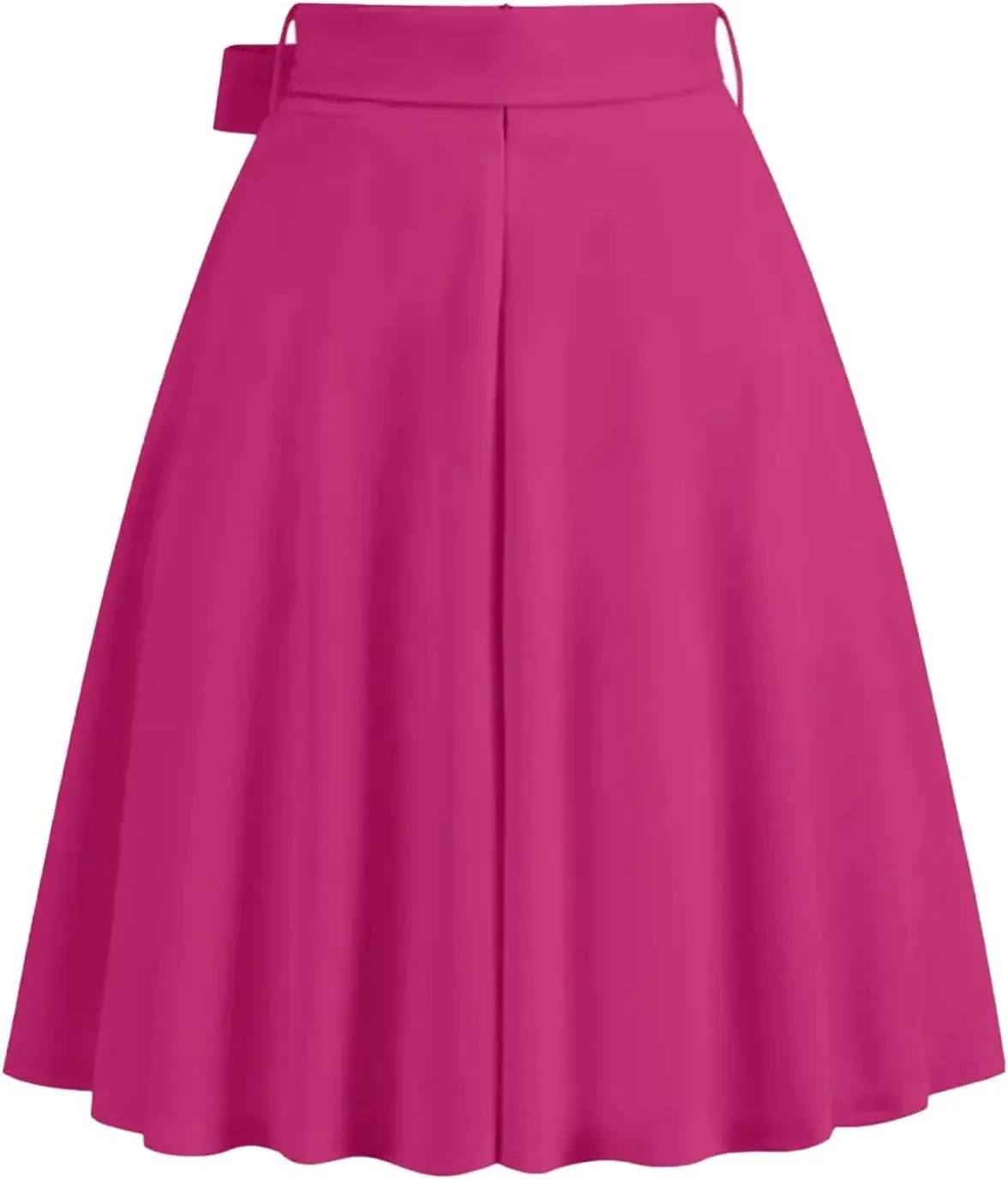 Women's High Waist A-Line Pockets Skirt Skater Flared Midi Skirt Vinage Skirt with Pockets Knee-Length Skirt with Belt