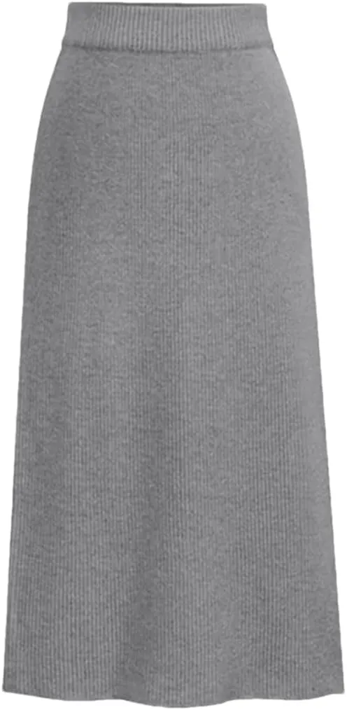 Womens Knit Pencil Skirt High Waist Skirts Knited Split Midi Skirt Gray XL