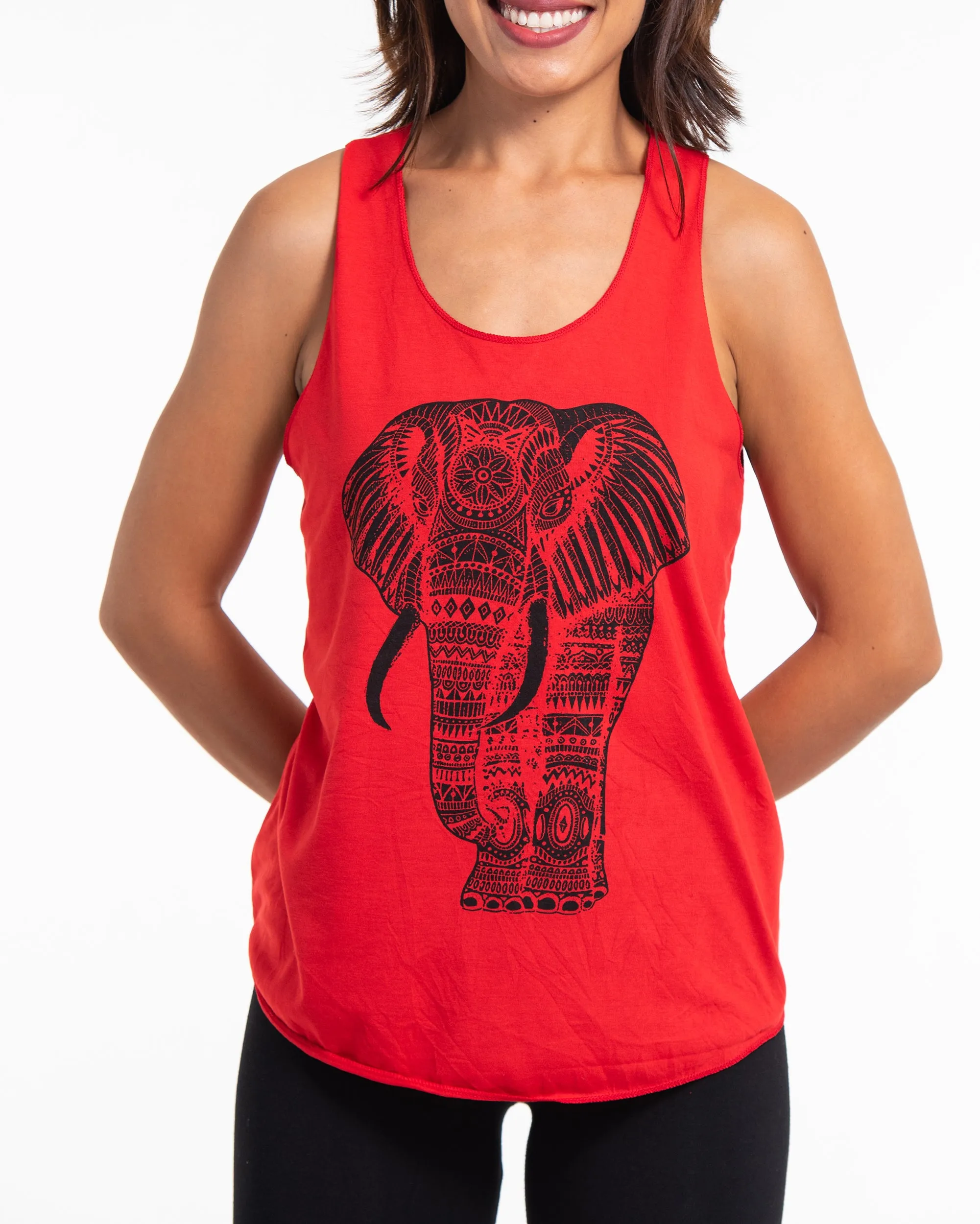 Womens Regal Elephant Tank Top in Red